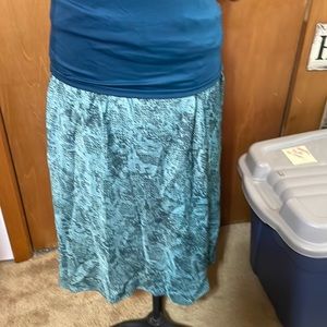 Snake print teal elastic waist skirt large